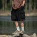 Men's 3D Large Pocket Loose Cargo Shorts Summer Casual Elastic Drawstring Sporty And Functional Japanese Style Casual Pants_viptrois.com