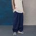 Cityboy Men's Loose Wide Leg Jeans Dark Blue Straight Hip Hop Street Dance Retro Skateboard Pants Japanese Style_viptrois.com