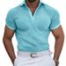 High-end Waffle Lapel Men's T-shirt Collar Summer Solid Color New Heavy Short Sleeve_viptrois.com