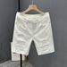 Men's Summer Thin White Ripped Denim Shorts Style Trendy Slim Fit Mid-Length Five Point Pants Oversized_viptrois.com