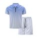 Men's Casual 2-Piece Set - Short Sleeve Zipper Shirt & Matching Shorts | Summer Outfit_viptrois.com