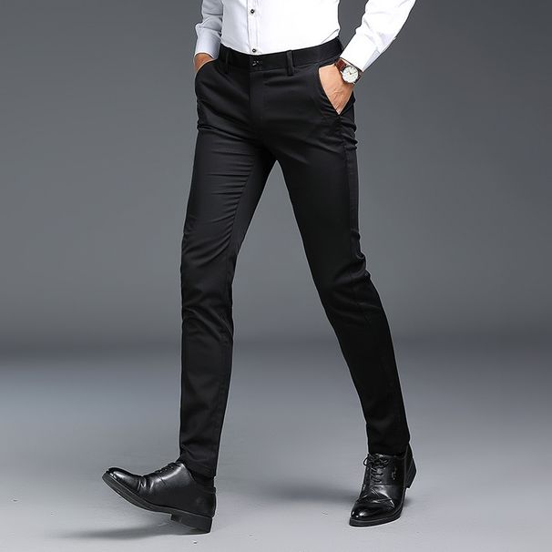 Premium Men's Dress Pants For Business & Casual Wear - Wrinkle-Free, Anti-Crease, Straight Fit Trousers In Classic Black_viptrois.com