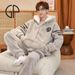 Men's Autumn And Winter Minimalist Coral Thickened Velvet Pajamas, Youth Flannel Warm And Soft Skin Friendly Home Clothes, Loose Casual Set_viptrois.com
