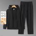 Unisex Cotton Blend Hoodie & Jogger Set - Japanese-Inspired Relaxed Fit Loungewear For Autumn & Winter_viptrois.com