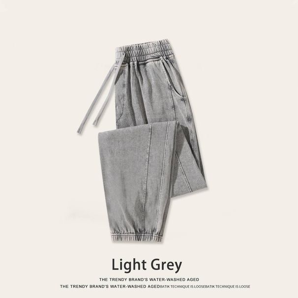 Men's Washed Cargo Pants - 300g Heavyweight Cotton Vintage Workwear Trousers With Wax Dye Finish_viptrois.com