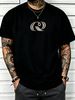 100% Cotton Men Oversized T-shirt Minimalist Abstract R Print Crew Neck Short Sleeve Streetwear Tee_viptrois.com