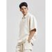 Men's Clothing Extra Large Size 300 Catties Texture Heavy Solid Color T Shirt Men's Summer Loose Sports Suit Short Sleeved Polo Shirt_viptrois.com