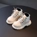 Children's autumn and winter solid color short boots boys fashion Martin boots wool mouth girls soft bottom boots single boots leather boots_viptrois.com
