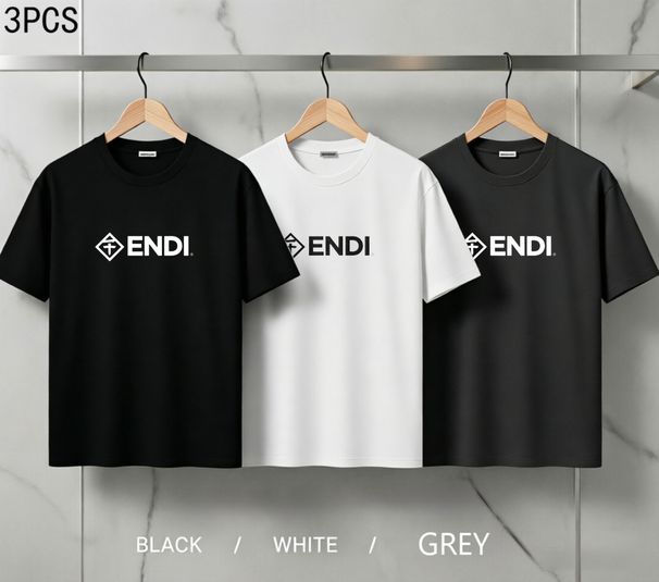 3 Pack Men's Oversized T-Shirts, 100% Cotton Crew Neck Casual Tees, Relaxed Fit Minimal Diamond Logo & Letter Print Design, Black White Grey_viptrois.com
