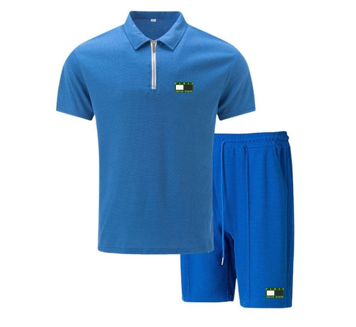 Men's Clothing Men's Classic Sports Casual Suit Polo Suit Printing_viptrois.com