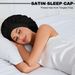 double layer satin nightcap, ribbon style women's round hat, double sided wide brimmed high elastic hair care hat_viptrois.com