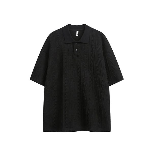Men's Clothing Summer Milky White Loose Short Sleeved Polo Shirt T Shirt Men's New Ice Silk Knitted Top Commuter Style_viptrois.com