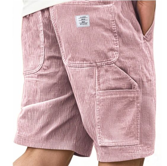 Men's Fashion Multi Pocket Embroidered Workwear Retro Corduroy Shorts_viptrois.com