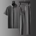 Men's Clothing Polo Collar Suit Elastic Ultra Thin Quick Drying Ice Silk Short Sleeved Two Piece Suit High End Men's Lapel Suit_viptrois.com