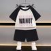 New Summer Children's Suit Casual Boy Clothes Boy Waffle Short Sleeved Shorts Two Piece Loose Summer Clothes_viptrois.com