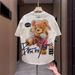 Men's Clothing 2024 Summer New Men's Versatile Bear Painted Print Short Sleeved T Shirt Tops Half Sleeved Men's Handsome_viptrois.com