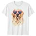 Golden Retriever Dog With Heart Sunglasses Mens T-Shirt Mens Womens Tees Top Pet Lover Tee_viptrois.com