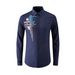 Men's Slim Fit Long Sleeve Shirt With Unique Jigsaw Print – Breathable Cotton, Modern Urban Style, Comfortable & Stylish For Casual & Office Wear_viptrois.com