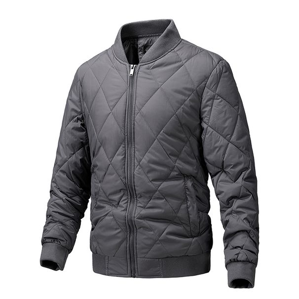 Men's Clothing Men's Lightweight Baseball Jacket - Slim Fit Cotton Zip-Up Casual Outerwear For Fall & Winter, Solid Color Modern Style_viptrois.com