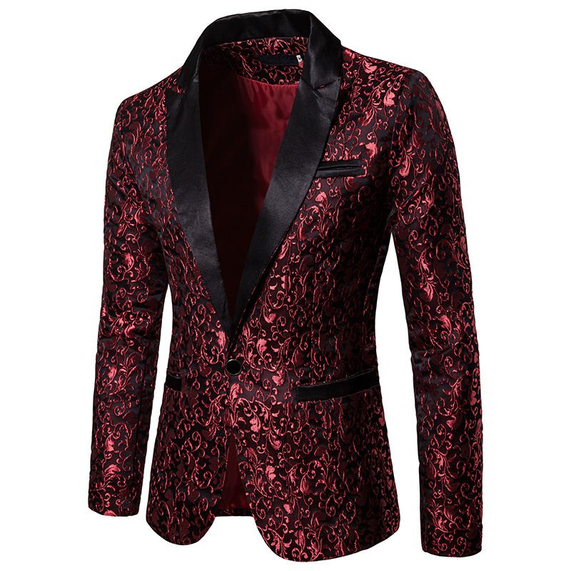 Men's Autumn Winter Jacquard Fashion Design Formal Lapel Suit Jacket XZ32_viptrois.com