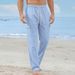 Men's Cargo Trousers 2025 Spring/Autumn mid Waist Straight Leg Linen Multi Pocket Casual Pants Loose Fit Black Standard Thickness_viptrois.com