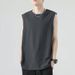 American Style Pure Cotton Vest Sleeveless T-Shirt For Men 2025 Summer Edition Dr Shoulder Loose Casual Printed Tank_viptrois.com