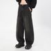 Men's Clothing Japanese Retro Split Design Scimitar Jeans Men's Spring New Style Washed Distressed Loose Straight Casual Trousers_viptrois.com