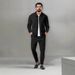 Men's Clothing Autumn Youth Zipper Waffle Pocket Lapel Slim Jacket Casual Pants_viptrois.com