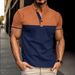 Men's Slim-Fit Color Block Polo T-Shirt - Breathable Polyester Short Sleeve Top For Business Casual & Daily Wear_viptrois.com