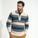 Men's Half-Zip Fleece Sweater – Thickened Striped Knit Pullover With Thermal Lining (Machine Washable, Stretch Comfort, 3 Colors, Straight Fit)_viptrois.com
