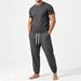 Men's Clothing Men's Vertical Striped Ribbed Crew Neck Long Sleeve T-Shirt And Jogger Pants Set Casual Breathable Loose Fitting Two-Piece Outfit_viptrois.com