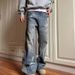 American High Washed Distressed Patchwork Deconstruction Jeans For Men, Loose Slightly Flared, Handsome And Explosive_viptrois.com