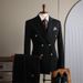 Men's Clothing Three Piece Groomsmen Double Breasted Suit Set 3-Piece Wedding Groom Tuxedo Formal Business Blazer & Pants Slim Fit Stretch Comfortable_viptrois.com