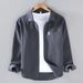 Cotton Long Sleeved Solid Color Shirt For Men, Simple Workwear, Versatile, Loose Quality Shirt Jacket For Men_viptrois.com