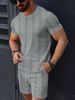 Men's Jacquard Knit Short Sleeve Polo & Shorts Set - Solid Color Summer Casual Outfit_viptrois.com