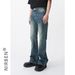 Men's Retro Washed Straight Leg Jeans Slight Flare Casual Denim Pants Vintage Blue Black Clay for Teen Boys_viptrois.com