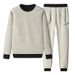 Men's Sherpa-Lined Sweatsuit Set – Winter Thermal Round Neck Hoodie & Joggers, Thickened Fleece-Lined Casual Outfit For Streetwear & Lounge_viptrois.com