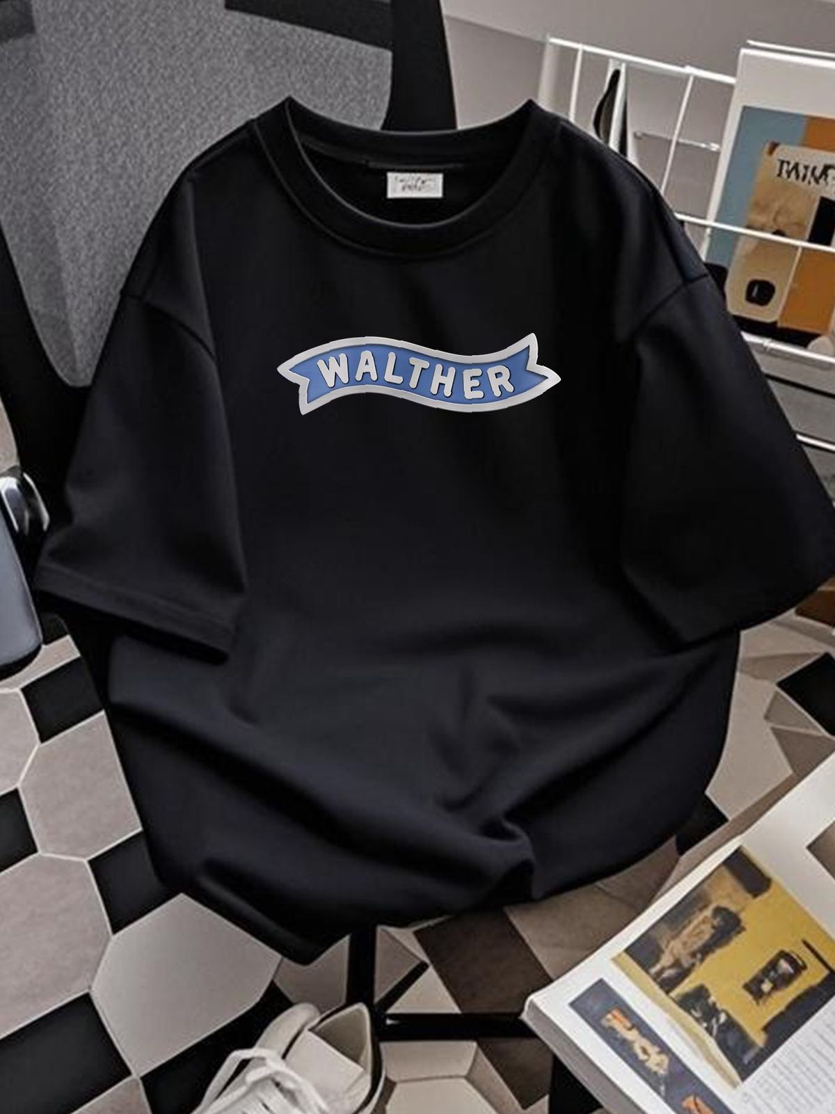 Walther Guns Firearms Logo Men's Black T-shirt Size S-5XL Unisex Designer Clothes Breathable Fashion Casual Stretched Slightly_viptrois.com