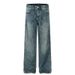 Men's Clothing High Street Retro Blue Washed Distressed Wide Leg Jeans For Men And Women Loose Straight American Trendy Brand Straight_viptrois.com