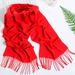 Custom Red Cashmere Gift Annual Meeting Party Versatile Solid Color Tassel Scarf For Women_viptrois.com