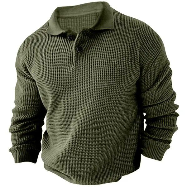 Men's Clothing Lapel Sweater Fashion Urban Slim Long Sleeved Knitted Sweater_viptrois.com