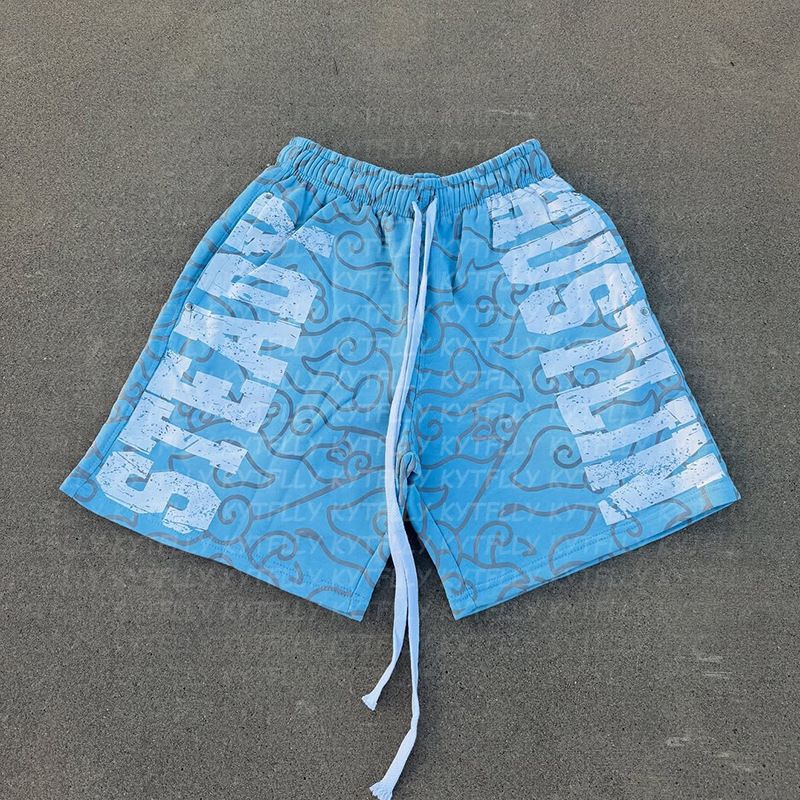 Men's Clothing Casual Shorts With Letters Patch Drawstring Elastic Waist Fashionable Street Style Shorts_viptrois.com
