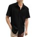 Men's Clothing Men's Short Sleeved Commuter Shirt Lapel Button Casual Texture Shirt_viptrois.com