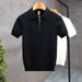 Men's Clothing Men's Half Zip Knit Short Sleeve Sweater T-Shirt Thin Style Ice Silk Collar Summer Suitable For Formal & Casual For Men_viptrois.com