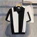 Men's Slim Fit Vertical Striped Short Sleeve Knit Shirt - Breathable Ice Silk Fabric, Business Casual & Youth Style_viptrois.com