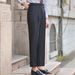 Men's Clothing Casual Italian Retro High Waist Pants Men's Casual Straight Naples British Business Paris Buckle White Long Trousers_viptrois.com