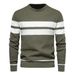 Men's Clothing Casual Striped Men's Sweater Pullover Color Block Round Neck_viptrois.com