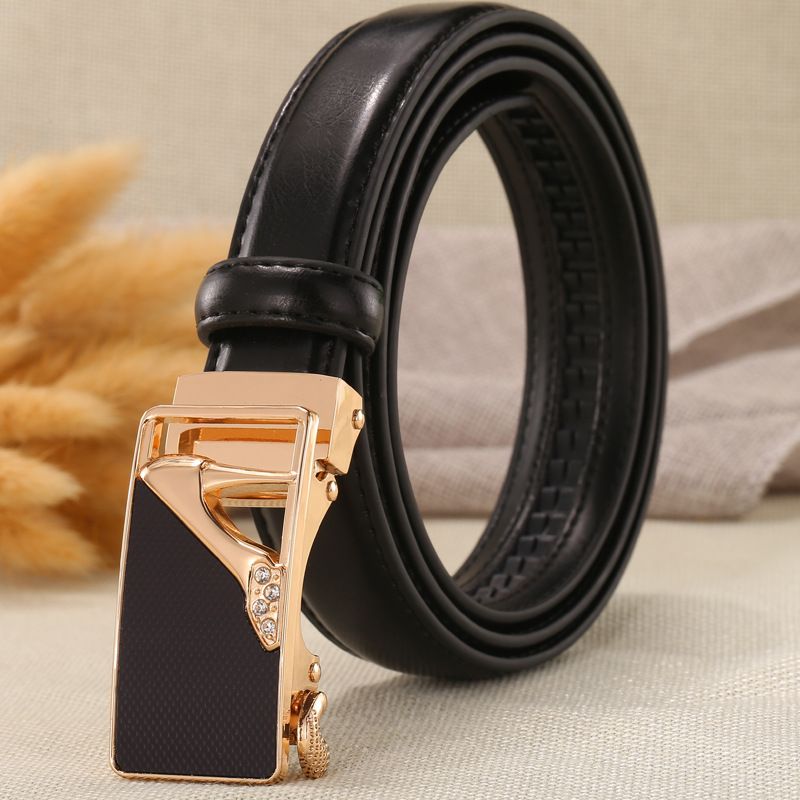 Automatic Buckle Belt Genuine Leather Korean Style Casual Versatile Women's Belt Love Buckle Women's Belt Pure Cowhide Candy Color_viptrois.com