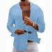 Men's Clothing European And American Men's Large Size Solid Color Linen Shirts Youth Home Leisure Fashion Shirt Tops_viptrois.com