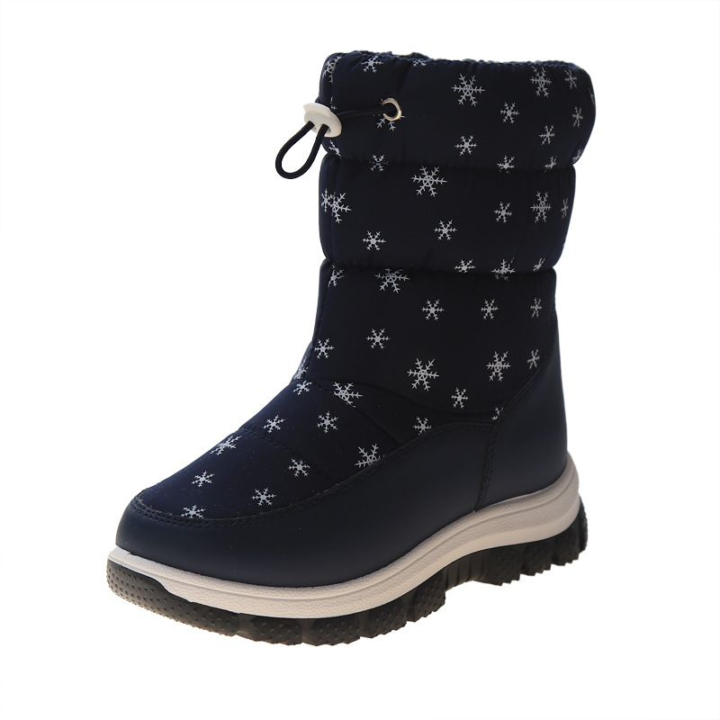 2023 winter new children's snow boots snowflake high tube children's cute fashion cotton shoes casual soft bottom warm boots_viptrois.com